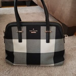Kate Spade black and white gingham bowling bag